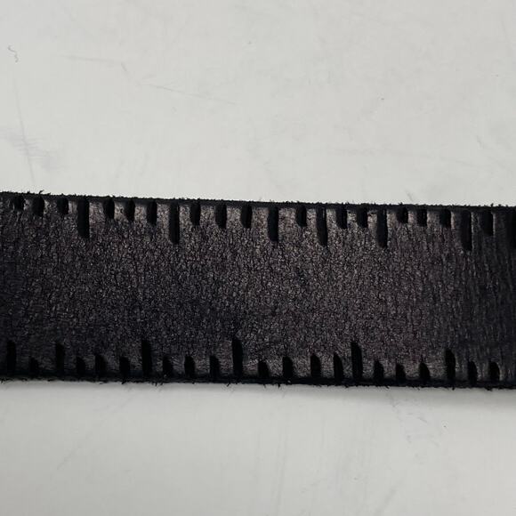 Allsaints Black Embossed Anthracite Leather Belt Size 38 AS400028 - Picture 2 of 8